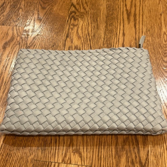 Naghedi Handbags - Naghedi small woven zipper pouch in gray